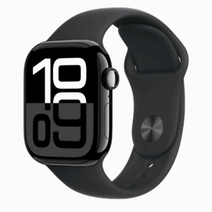 Apple Watch Series 10 GPS 46mm Jet Black Aluminium with Black Sport Band  (Jet Black Strap, Medium)