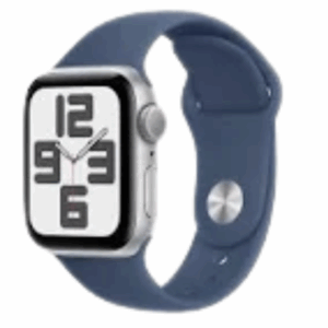 Apple Watch SE 2 GPS 40mm (2nd Gen) Silver Aluminium with Denim Sport Band (Blue Strap, Free Size)